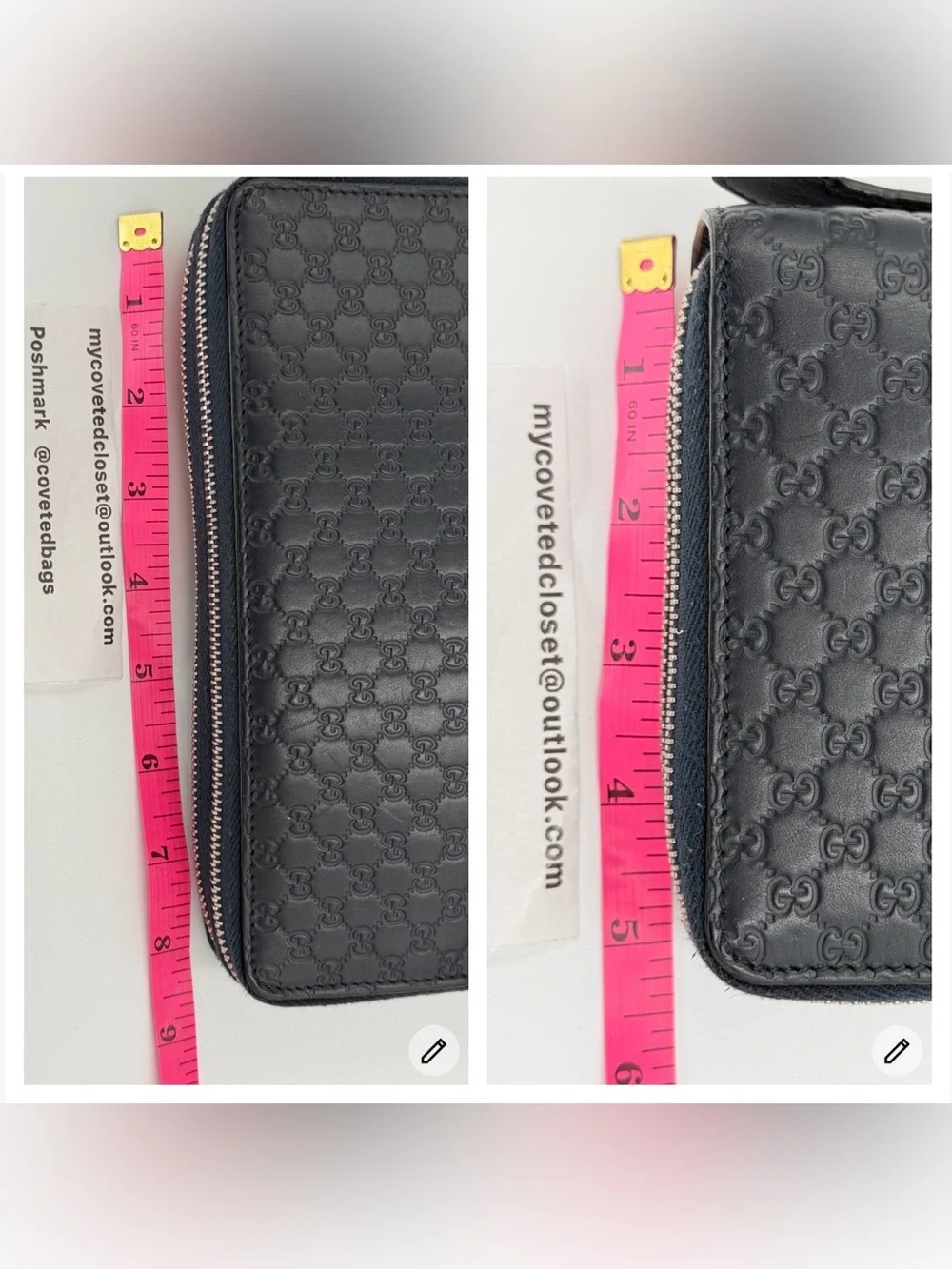 Gucci Navy Embossed GG Two Section Zip Around Leather Organizer Great Condition - Picture 16 of 16